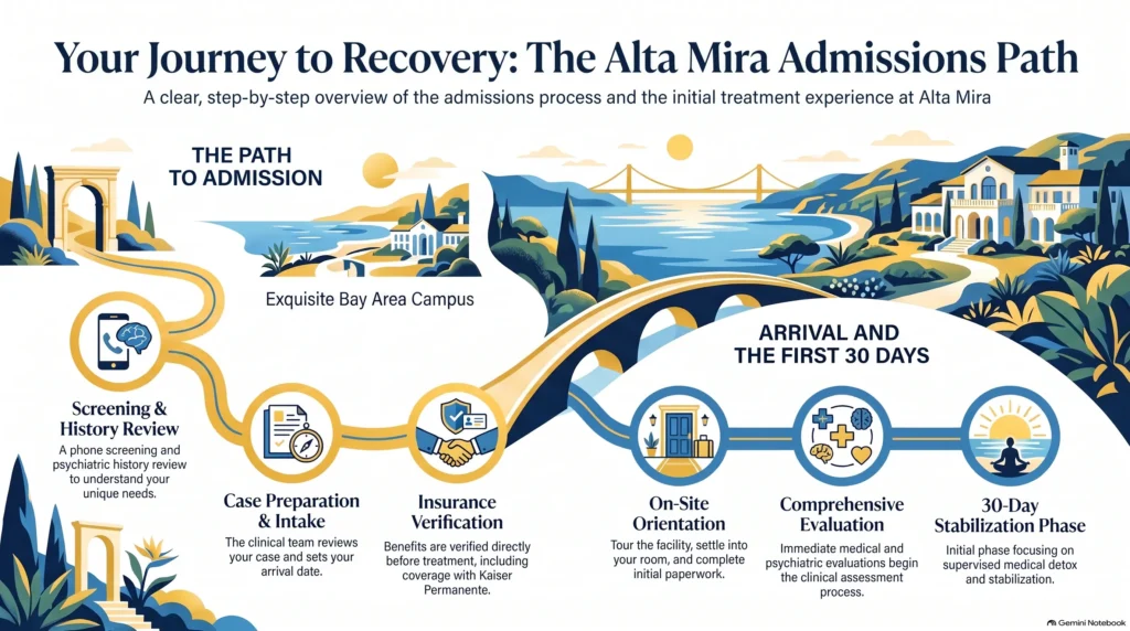 Infographic contrasting the risks of unsupervised alcohol withdrawal — escalating emergencies, delirium tremens, and shifting vital signs — with an integrated path of 30-day medical stabilization, dual diagnosis treatment, and CBT, DBT, mindfulness, and expressive arts.